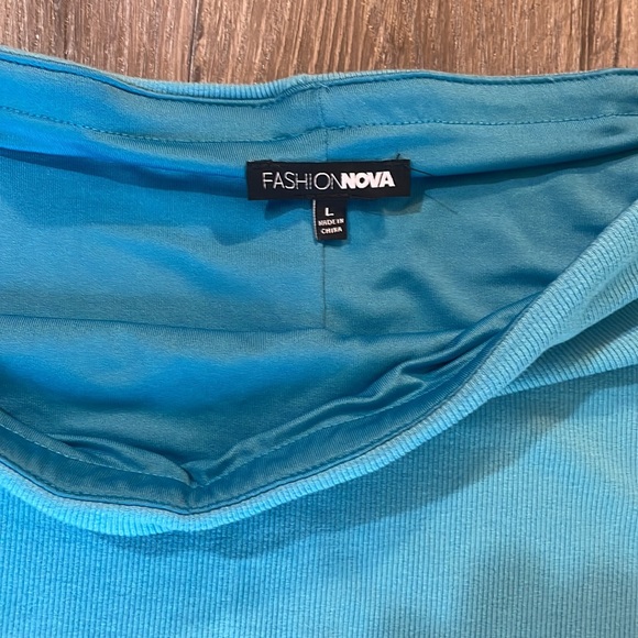 Blue long sleeve crop top, high waisted long skirt,Elastic waist,two piece,Large - Picture 10 of 11